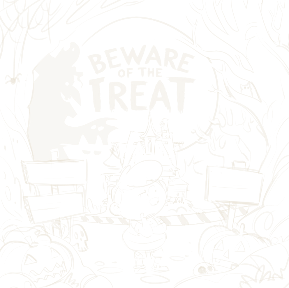 Dago's pencil sketch for the Beware of the Treat cover, drawn in light chalk lines